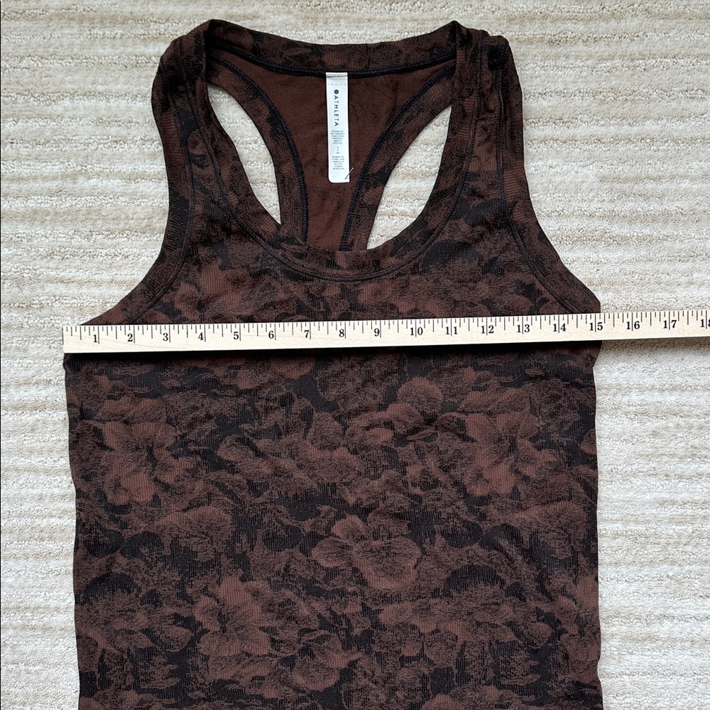 Like New: Athleta Momentum Floral Tank Top Seamless Racerback Brown Small - Picture 12 of 14